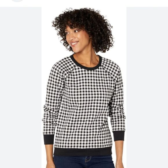 DRAPER JAMES Natalie Gingham Sweatshirt Size Medium NWT - Picture 1 of 10